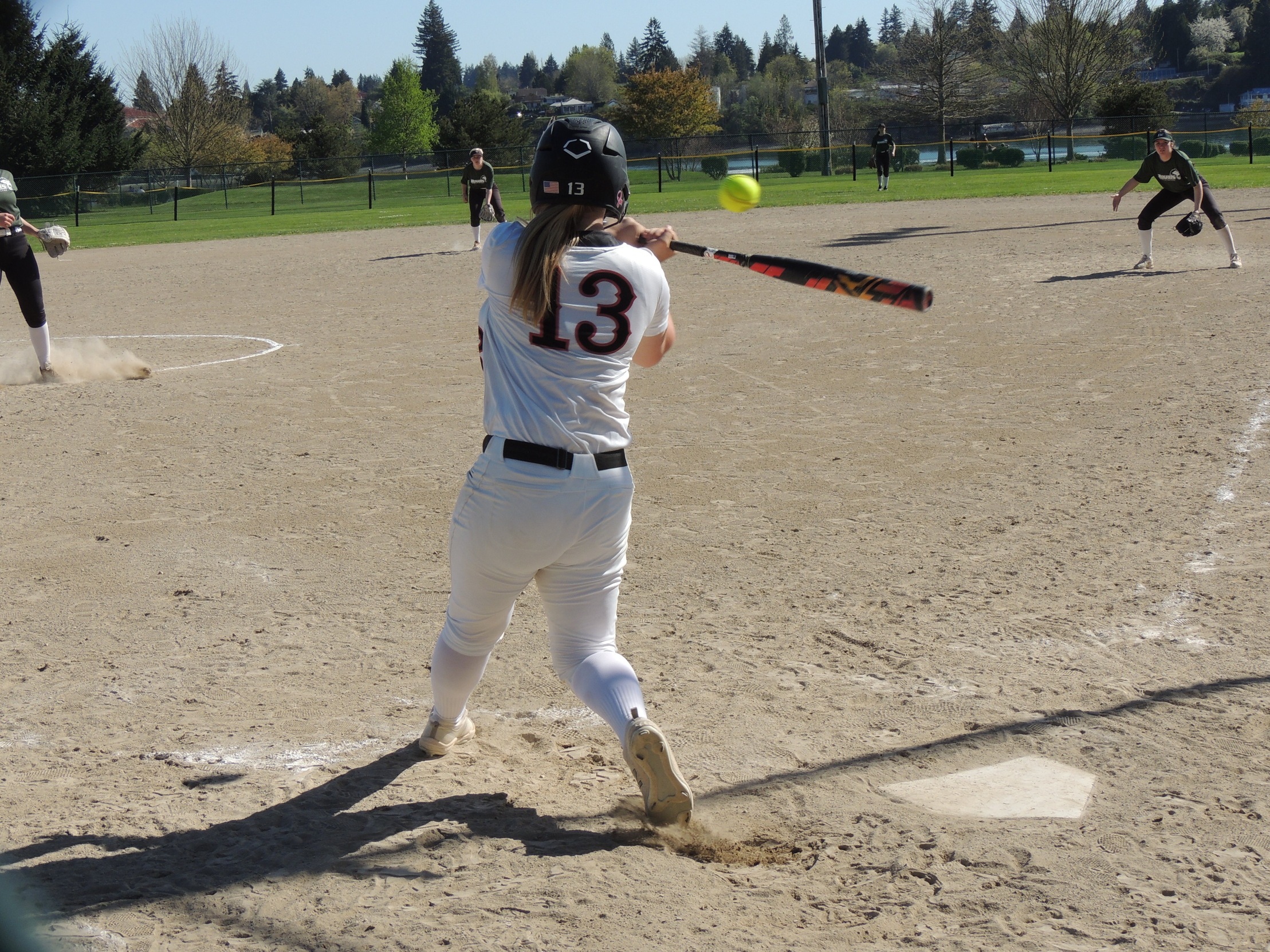 Amy Taylor hitting during a game.