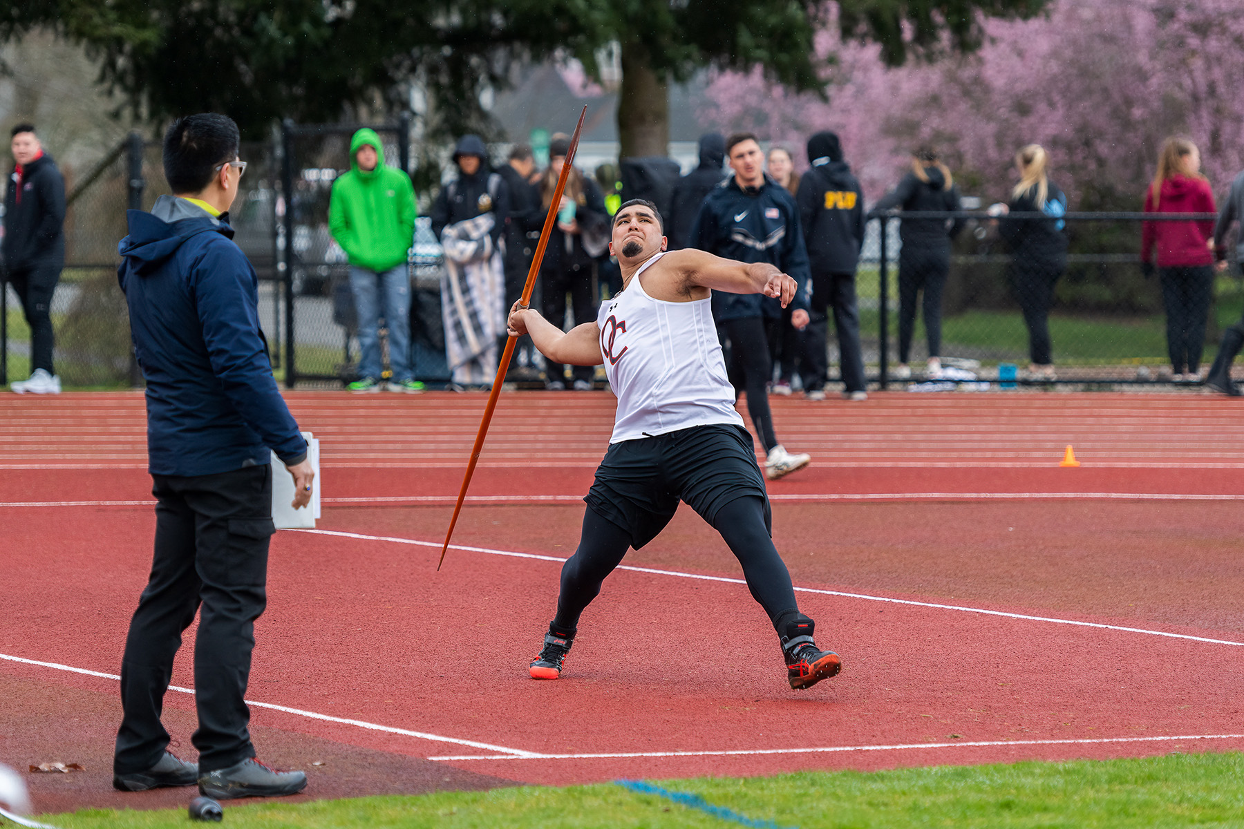 Olympic College Track & Field's Hesser Sotelo competes in javelin