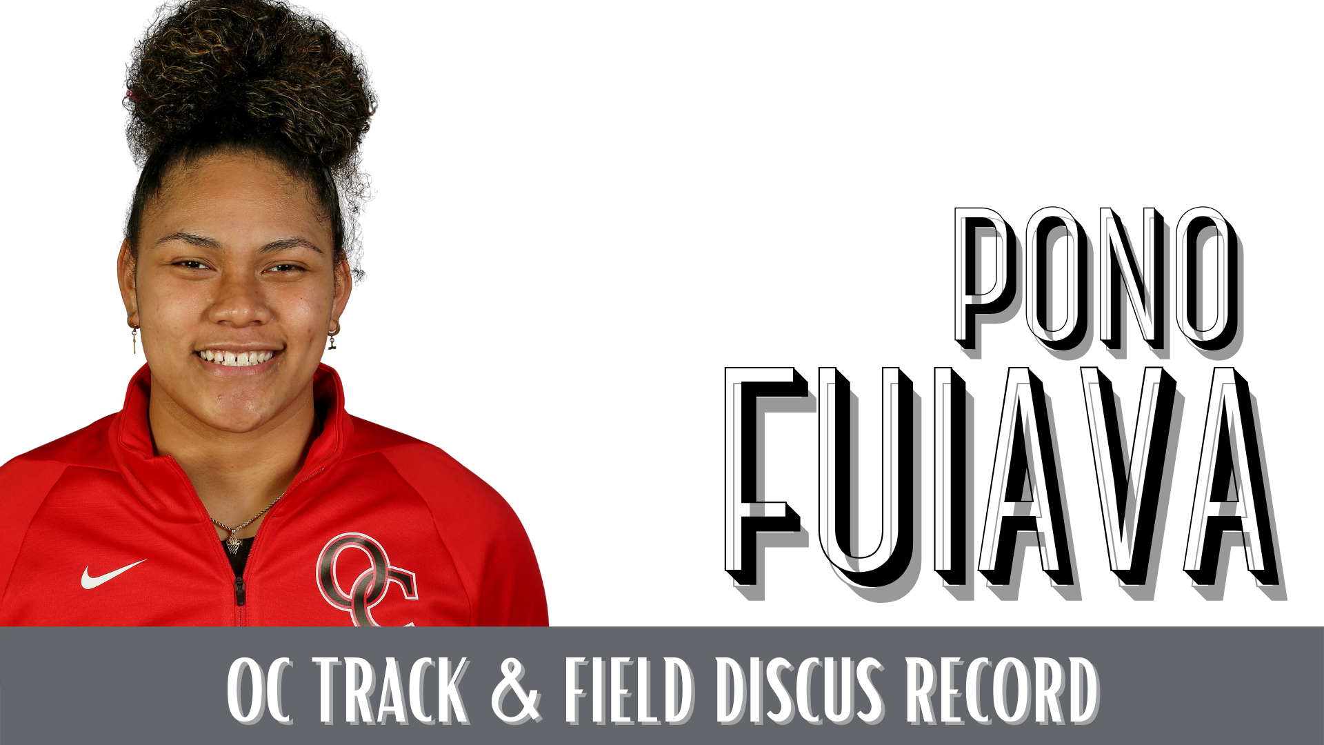 Pono Fuiava. OC Track & Field Discus Record. With headshot of Pono Fuiava